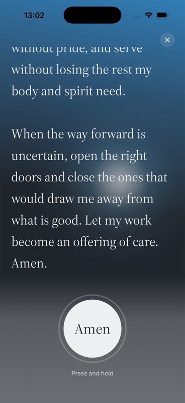 A personal prayer ending with Amen